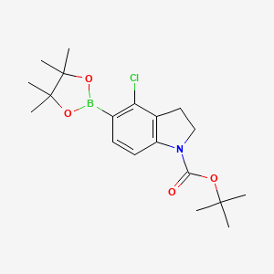 molecular formula C19H27BClNO4 B8367211 tert-Butyl 4-chloro-5-(4,4,5,5-tetramethyl-1,3,2-dioxaborolan-2-yl)indoline-1-carboxylate 