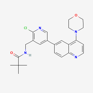 molecular formula C24H27ClN4O2 B8368019 N-((2-chloro-5-(4-(4-morpholinyl)-6-quinolinyl)-3-pyridinyl)methyl)-2,2-dimethylpropanamide 