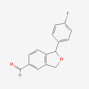 molecular formula C15H11FO2 B8369321 1-(4-Fluorophenyl)-1,3-dihydroisobenzofuran-5-carbaldehyde 