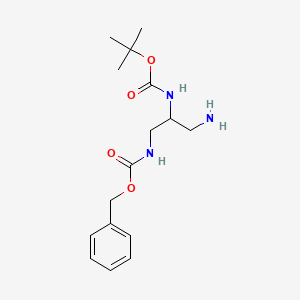 molecular formula C16H25N3O4 B8369706 Benzyl tert-butyl (3-aminopropane-1,2-diyl)biscarbamate 