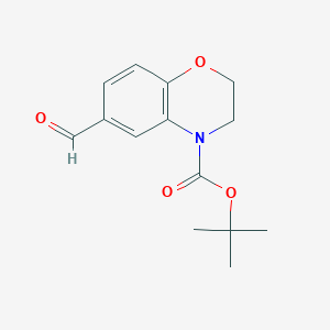 molecular formula C14H17NO4 B8369843 tert-Butyl 6-formyl-2,3-dihydro-4H-benzo[b][1,4]oxazine-4-carboxylate 