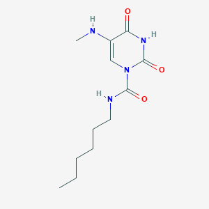 molecular formula C12H20N4O3 B8369866 N-hexyl-5-methylamino-2,4-dioxo-pyrimidine-1-carboxamide 