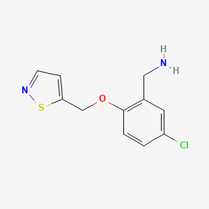 molecular formula C11H11ClN2OS B8370056 5-Chloro-2-(isothiazol-5-ylmethoxy)benzylamine 