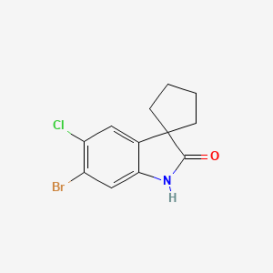 molecular formula C12H11BrClNO B8370066 6'-Bromo-5'-chlorospiro[cyclopentane-1,3'-indolin]-2'-one 