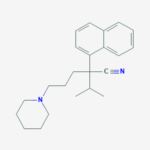molecular formula C23H30N2 B083707 1-Piperidinevaleronitrile, alpha-isopropyl-alpha-1-naphthyl- CAS No. 13326-36-8