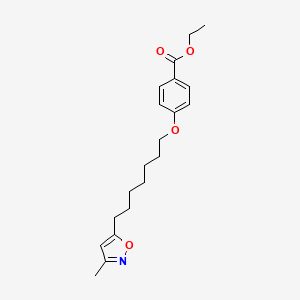 molecular formula C20H27NO4 B8370765 Benzoic acid, 4-((7-(3-methyl-5-isoxazolyl)heptyl)oxy)-, ethyl ester CAS No. 91945-23-2