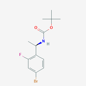 molecular formula C13H17BrFNO2 B8371010 tert-butyl N-[(1R)-1-(4-bromo-2-fluorophenyl)ethyl]carbamate 