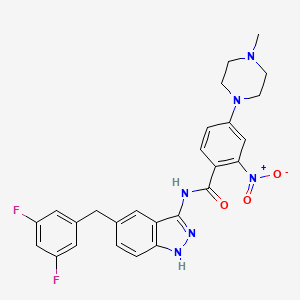 molecular formula C26H24F2N6O3 B8371129 N-(5-(3,5-Difluorobenzyl)-1H-indazol-3-yl)-4-(4-methylpiperazin-1-yl)-2-nitrobenzamide 