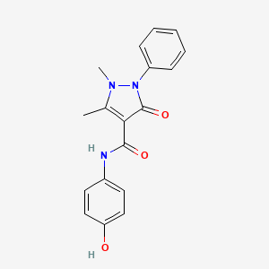 molecular formula C18H17N3O3 B8371811 N-(4-hydroxyphenyl)-1,5-dimethyl-3-oxo-2-phenyl-2,3-dihydro-1H-pyrazole-4-carboxamide 