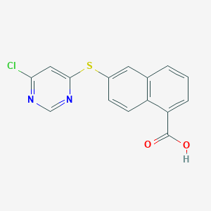 molecular formula C15H9ClN2O2S B8372213 6-(6-Chloropyrimidin-4-yl)sulfanylnaphthalene-1-carboxylic acid 