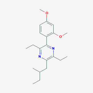 molecular formula C21H30N2O2 B8372402 1-[3,6-Diethyl-5-(2-methylbutyl)pyrazin-2-yl]-2,4-dimethoxybenzene 