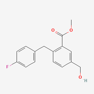 molecular formula C16H15FO3 B8372425 Methyl 5-hydroxymethyl-2-(4-fluorobenzyl)benzoate 