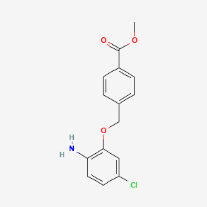 molecular formula C15H14ClNO3 B8373135 Methyl 4-(2-amino-5-chlorophenoxymethyl)benzoate 