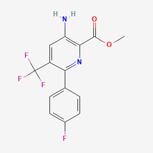 molecular formula C14H10F4N2O2 B8373256 Methyl 3-amino-6-(4-fluorophenyl)-5-(trifluoromethyl)picolinate 