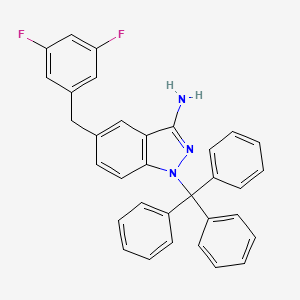 molecular formula C33H25F2N3 B8373262 5-(3,5-Difluoro-benzyl)-1-trityl-1H-indazol-3-ylamine 