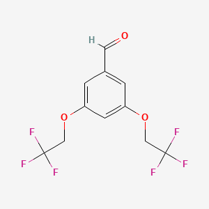 molecular formula C11H8F6O3 B8373292 3,5-Bis-(2,2,2-trifluoro-ethoxy)-benzaldehyde 