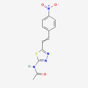 molecular formula C12H10N4O3S B8373298 beta-(5-Acetamido-1,3,4-thiadiazol-2-yl)-p-nitrostyrene 