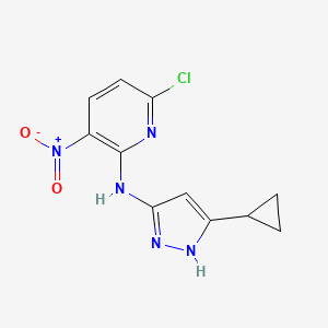 molecular formula C11H10ClN5O2 B8373323 6-Chloro-N-(5-cyclopropyl-1H-pyrazol-3-yl)-3-nitropyridin-2-amine 