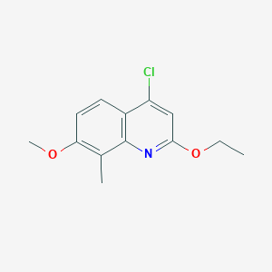molecular formula C13H14ClNO2 B8373352 4-Chloro-2-ethoxy-7-methoxy-8-methyl-quinoline 