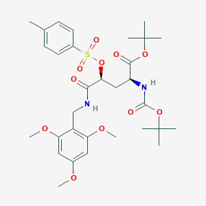 molecular formula C31H44N2O11S B8373384 (2S,4S)-tert-butyl 2-(tert-butoxycarbonylamino)-5-oxo-4-(tosyloxy)-5-(2,4,6-trimethoxybenzylamino)pentanoate 