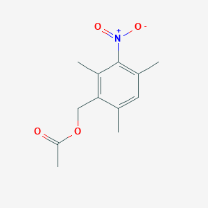 molecular formula C12H15NO4 B8373427 1-Acetoxymethyl-3-nitro-2,4,6-trimethylbenzene 