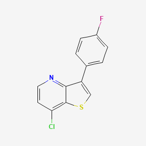molecular formula C13H7ClFNS B8373442 7-Chloro-3-(4-fluorophenyl)thieno[3,2-b]pyridine 