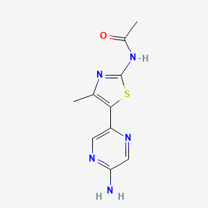 molecular formula C10H11N5OS B8373732 N-[5-(5-aminopyrazin-2-yl)-4-methyl-1,3-thiazol-2-yl]acetamide 