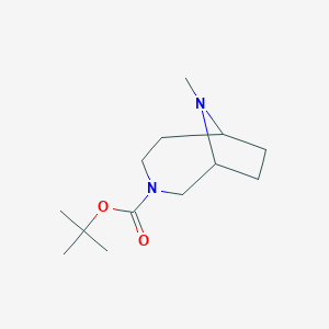 molecular formula C13H24N2O2 B8373859 Tert-butyl 9-methyl-3,9-diazabicyclo[4.2.1]nonane-3-carboxylate 