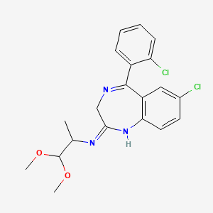 molecular formula C20H21Cl2N3O2 B8374122 N-[7-chloro-5-(2-chlorophenyl)-3H-1,4-benzodiazepin-2-yl]-N-(2,2-dimethoxy-1-methylethyl)amine 