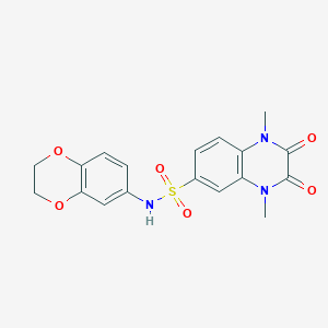 molecular formula C18H17N3O6S B8374805 N-(2,3-dihydrobenzo[b][1,4]dioxin-6-yl)-1,4-dimethyl-2,3-dioxo-1,2,3,4-tetrahydroquinoxaline-6-sulfonamide 