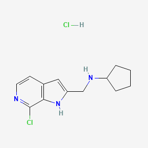 molecular formula C13H17Cl2N3 B8375641 1h-Pyrrolo[2,3-c]pyridine-2-methanamine,7-chloro-n-cyclopentyl-,hydrochloride 