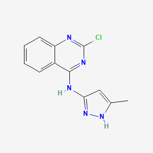 molecular formula C12H10ClN5 B8375647 (2-chloroquinazolin-4-yl)-(5-methyl-2H-pyrazol-3-yl)-amine 