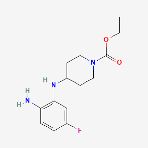 molecular formula C14H20FN3O2 B8375648 Ethyl 4-[(2-amino-5-fluorophenyl)amino]-1-piperidinecarboxylate 