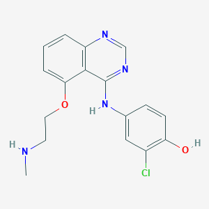 molecular formula C17H17ClN4O2 B8375713 2-Chloro-4-({5-[2-(methylamino)ethoxy]quinazolin-4-yl}amino)phenol 