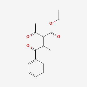 molecular formula C15H18O4 B8375802 Ethyl 2-acetyl-3-methyl-4-oxo-4-phenylbutanoate 