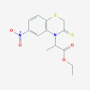 molecular formula C13H14N2O4S2 B8375834 ethyl 2-(6-nitro-3-thioxo-2H-benzo[b][1,4]thiazin-4(3H)-yl)propanoate 