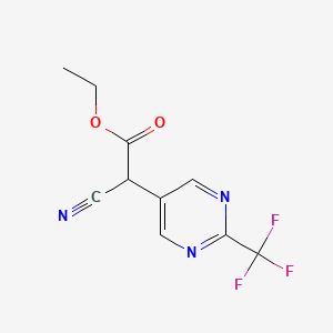 molecular formula C10H8F3N3O2 B8375844 Cyano-(2-trifluoromethyl-pyrimidin-5-yl)-acetic acid ethyl ester 