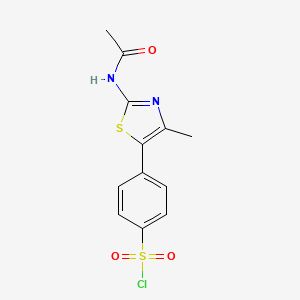 molecular formula C12H11ClN2O3S2 B8376011 4-(2-Acetylamino-4-methyl-thiazol-5-yl)-benzenesulfonyl chloride 