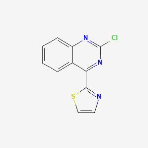 molecular formula C11H6ClN3S B8376017 2-Chloro-4-thiazol-2-yl-quinazoline 