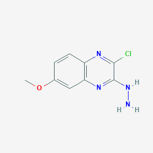 molecular formula C9H9ClN4O B8376068 2-Chloro-3-hydrazino-6-methoxyquinoxaline 