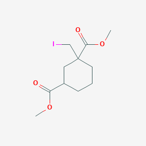 molecular formula C11H17IO4 B8376555 dimethyl 1-(iodomethyl)cyclohexane-1,3-dicarboxylate CAS No. 75328-53-9