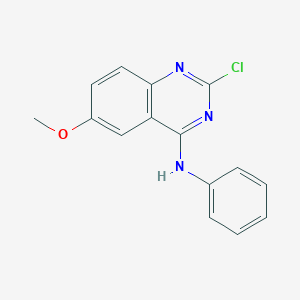 molecular formula C15H12ClN3O B8376581 2-Chloro-6-methoxy-4-phenylamino-quinazoline 