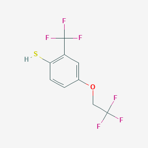molecular formula C9H6F6OS B8376598 Benzenethiol, 4-(2,2,2-trifluoroethoxy)-2-(trifluoromethyl)- 