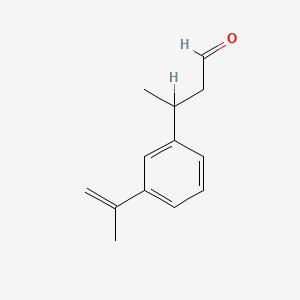 molecular formula C13H16O B8376636 Benzenepropanal, beta-methyl-3-(1-methylethenyl)- CAS No. 125109-84-4