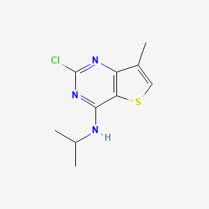 molecular formula C10H12ClN3S B8376654 2-Chloro-4-isopropylamino-7-methylthieno[3,2-d]pyrimidine 