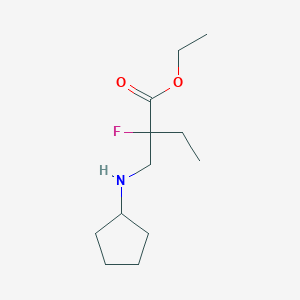 molecular formula C12H22FNO2 B8376681 Ethyl 2-((cyclopentylamino)methyl)-2-fluorobutanoate 
