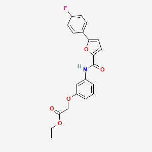 molecular formula C21H18FNO5 B8376697 (3-{[5-(4-Fluoro-phenyl)-furan-2-carbonyl]-amino}-phenoxy)-acetic acid ethyl ester 