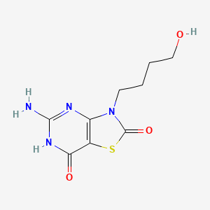molecular formula C9H12N4O3S B8376788 5-amino-3-(4-hydroxybutyl)-6H-thiazolo[4,5-d]pyrimidine-2,7-dione 