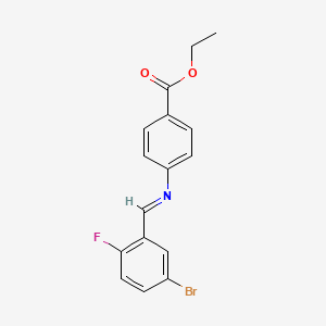 molecular formula C16H13BrFNO2 B8376810 4-{[1-(5-Bromo-2-fluoro-phenyl)-methylidene]-amino}-benzoic acid ethyl ester 