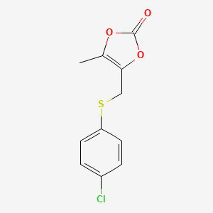 molecular formula C11H9ClO3S B8377397 4-(4-Chlorophenyl)thiomethyl-5-methyl-1,3-dioxol-2-one 